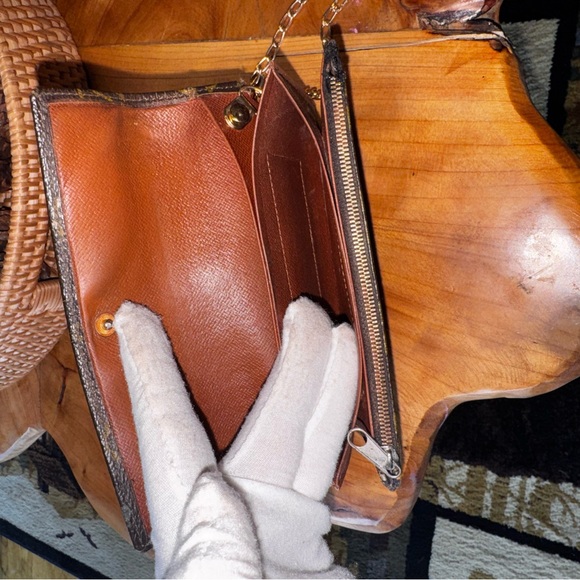 Louis Vuitton Monogram Bifold Wallet Brown/ vintage repurposed, rare find - Picture 10 of 17
